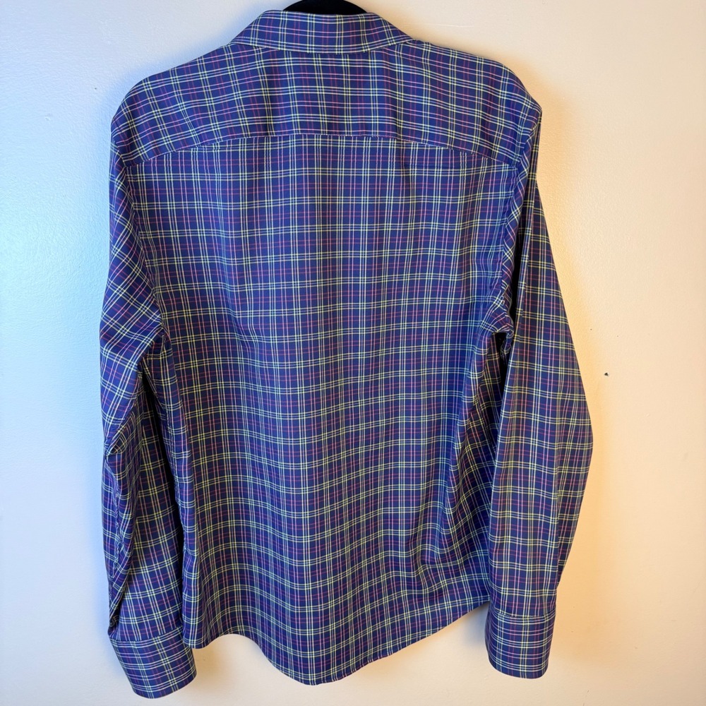 UNTUCKit Talty Mens Medium Navy Plaid Button Down Shirt Regular Fit - Picture 7 of 7
